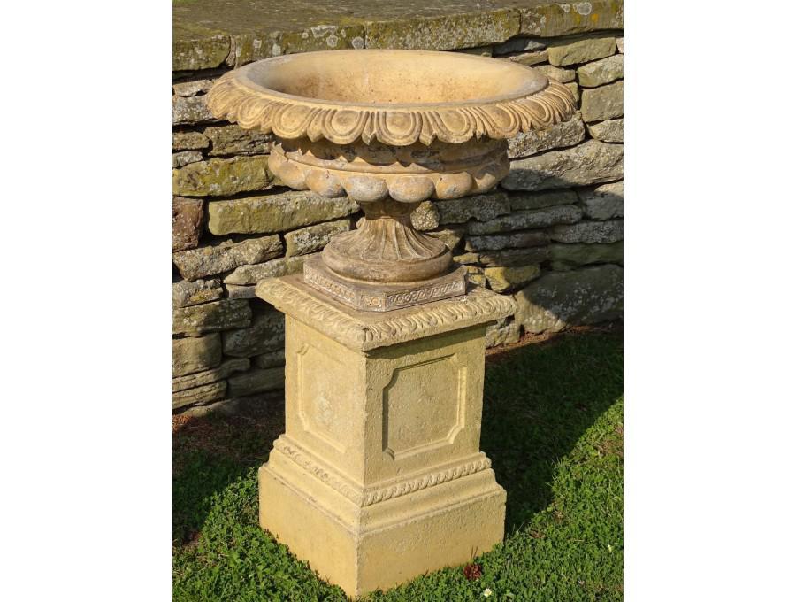 Antique Terracotta Urn on Base