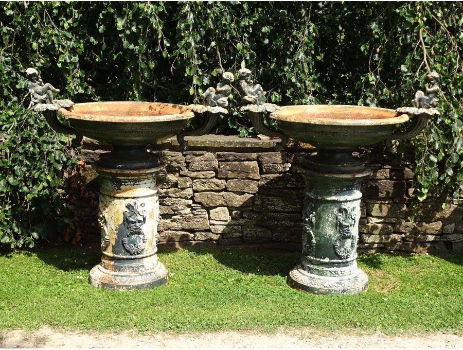 Antique Cast Iron Jardinieres (Pair)