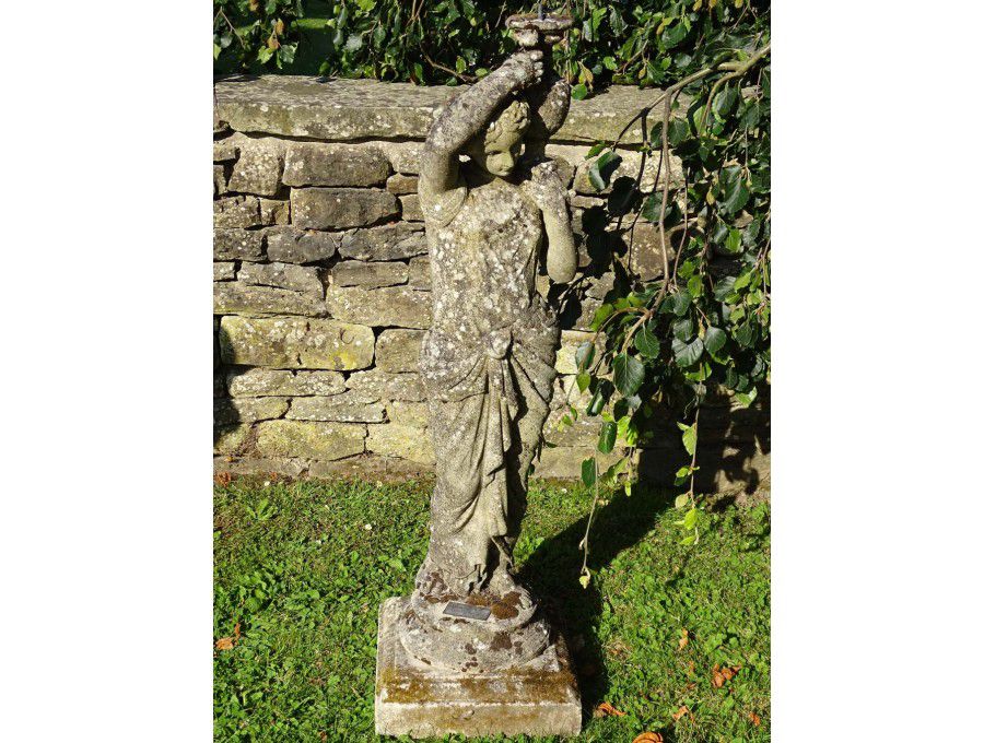 Weathered Stone Fountain Figure