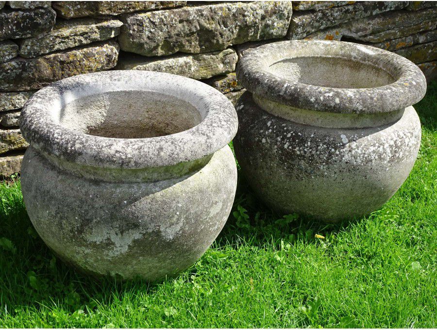 Weathered Haddonstone Planters (Pair)