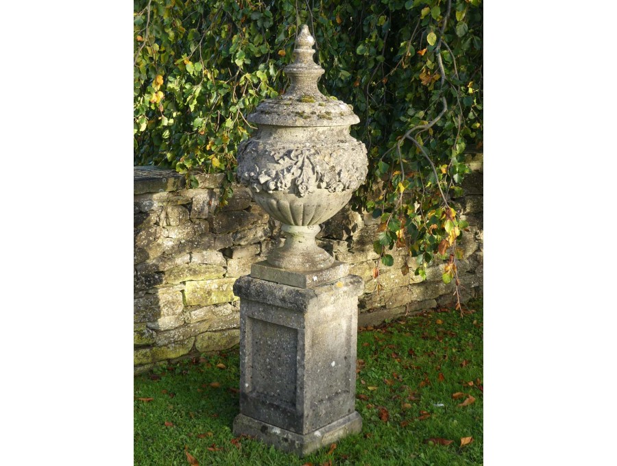 Antique Finial Urn on Plinth