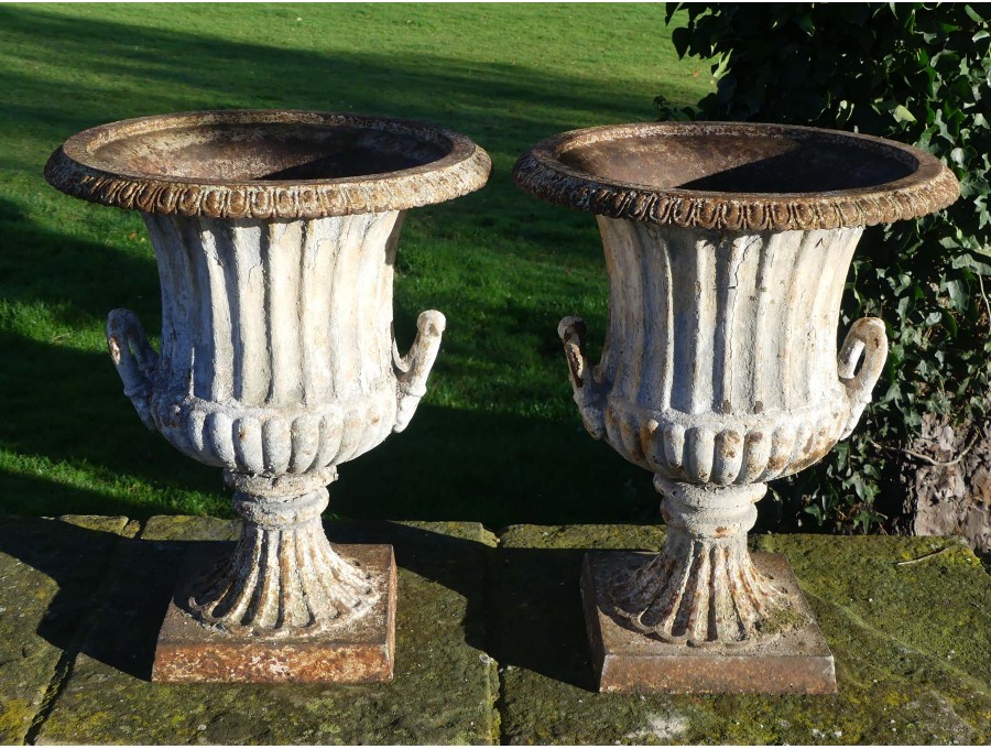 Antique Cast Iron Urns (Pair)