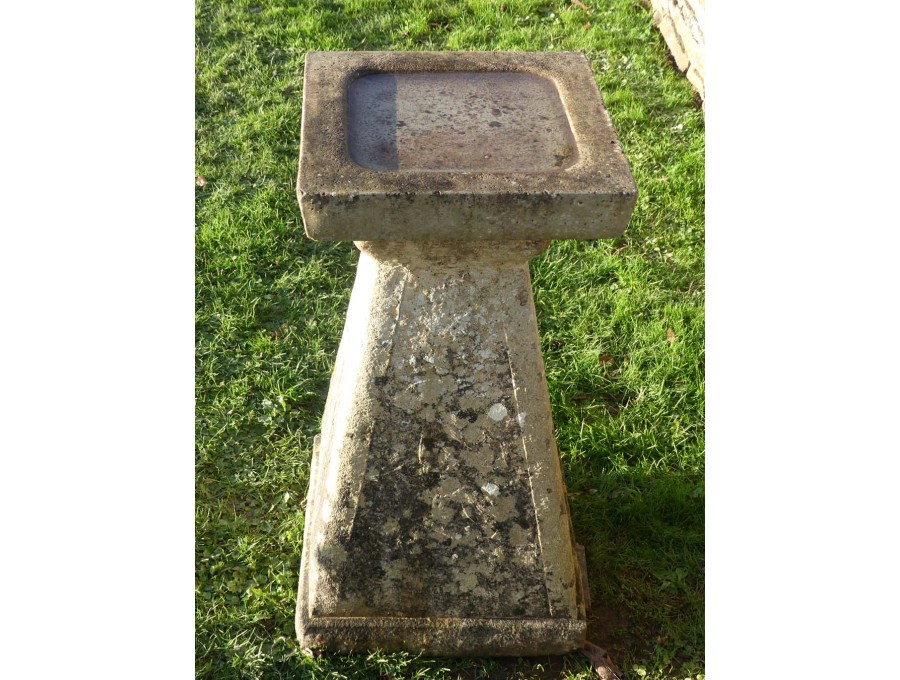 Weathered Square Birdbath