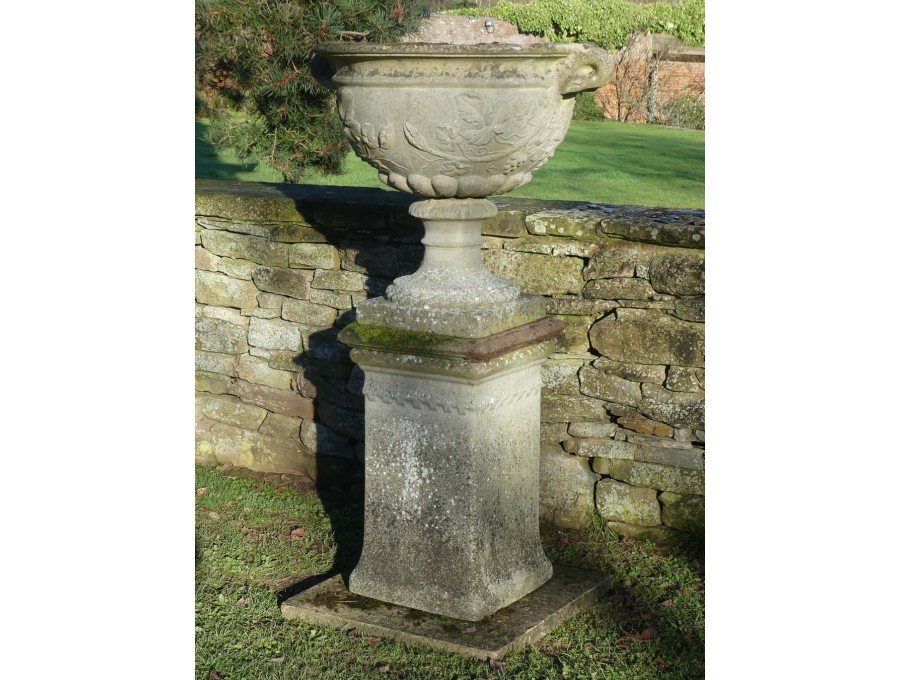 Weathered Large Urn on Plinth