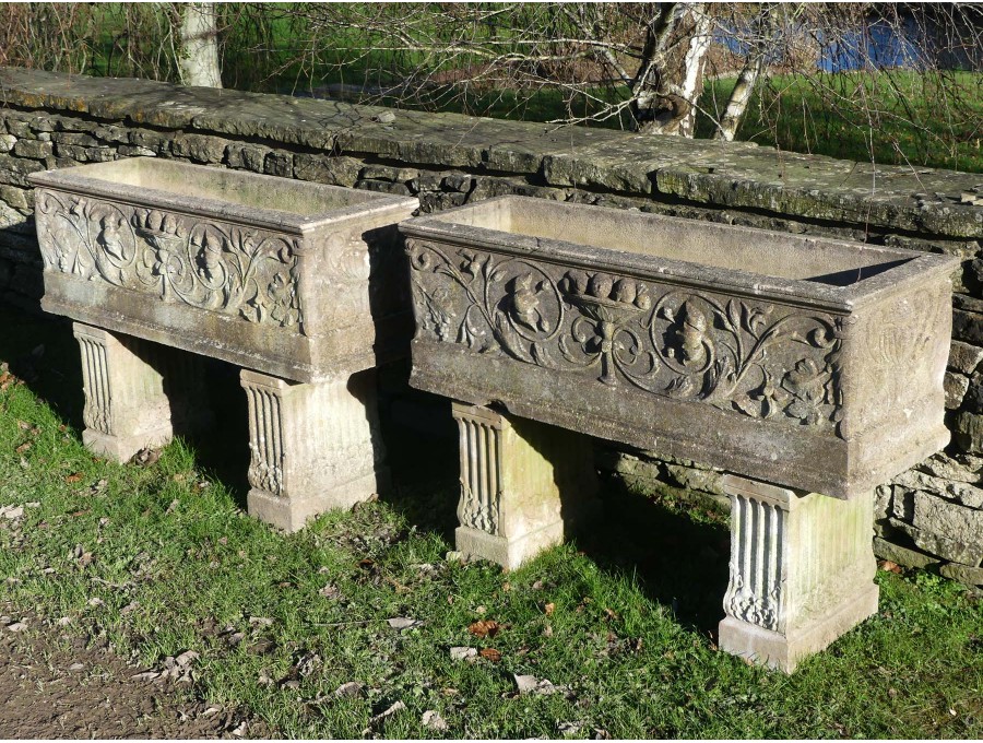 Weathered Haddonstone Troughs (Pair)