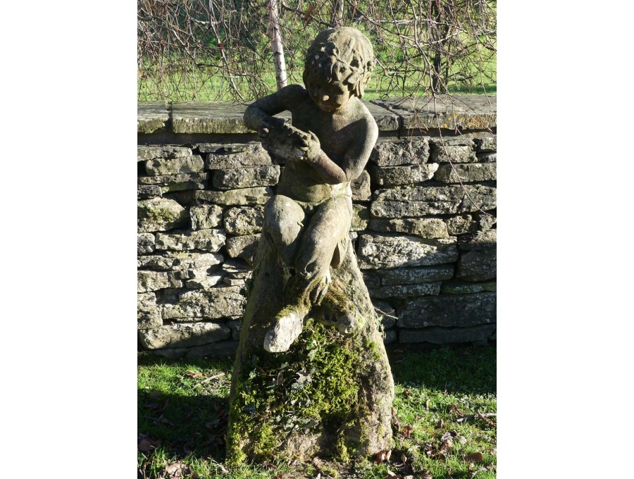 Seated Faun Garden Statue