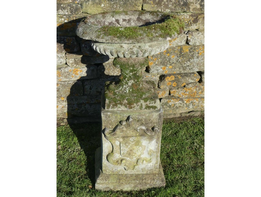 Weathered Garden Urn on Plinth