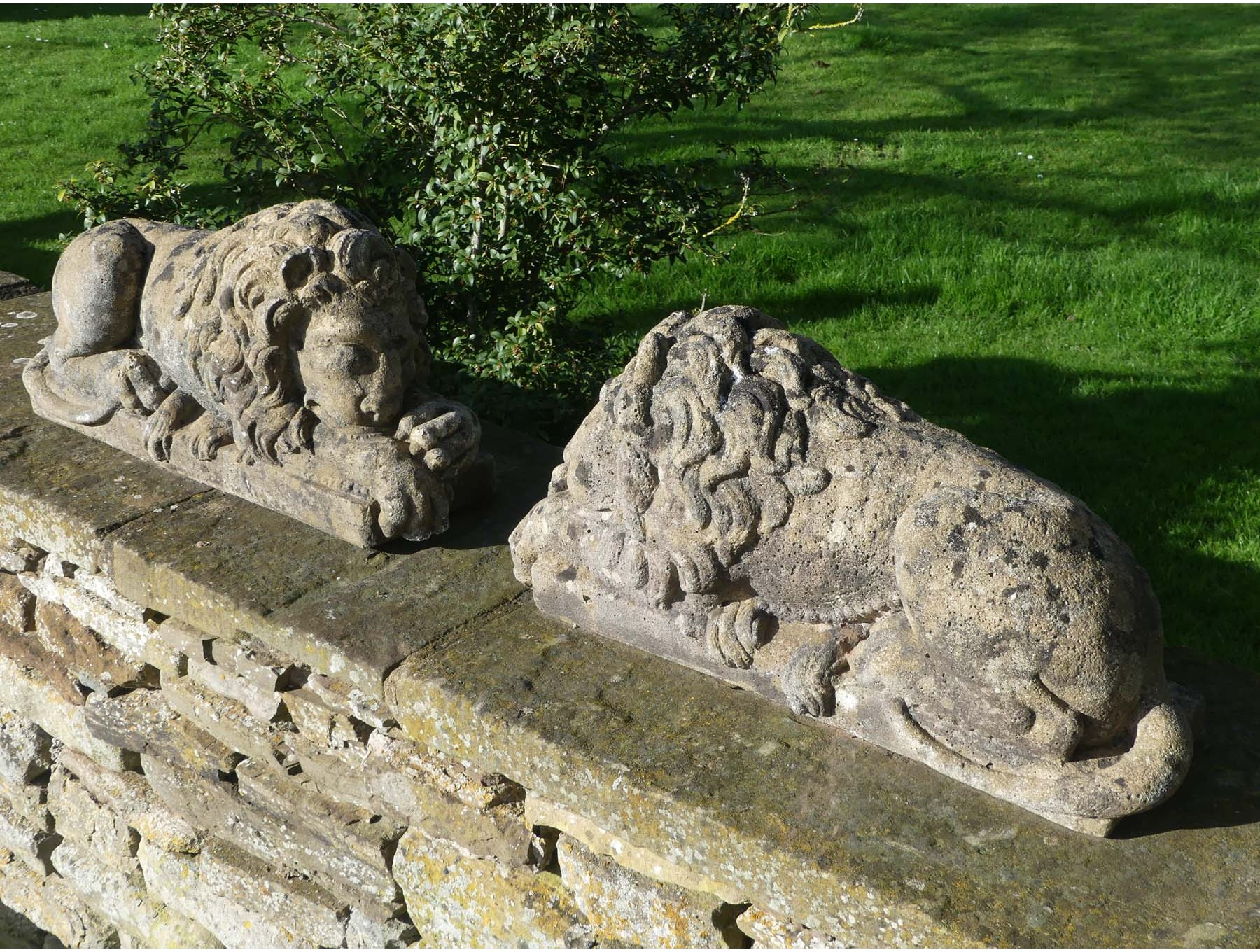 Sleeping Canova Lions (Pair) Holloways Garden Antiques