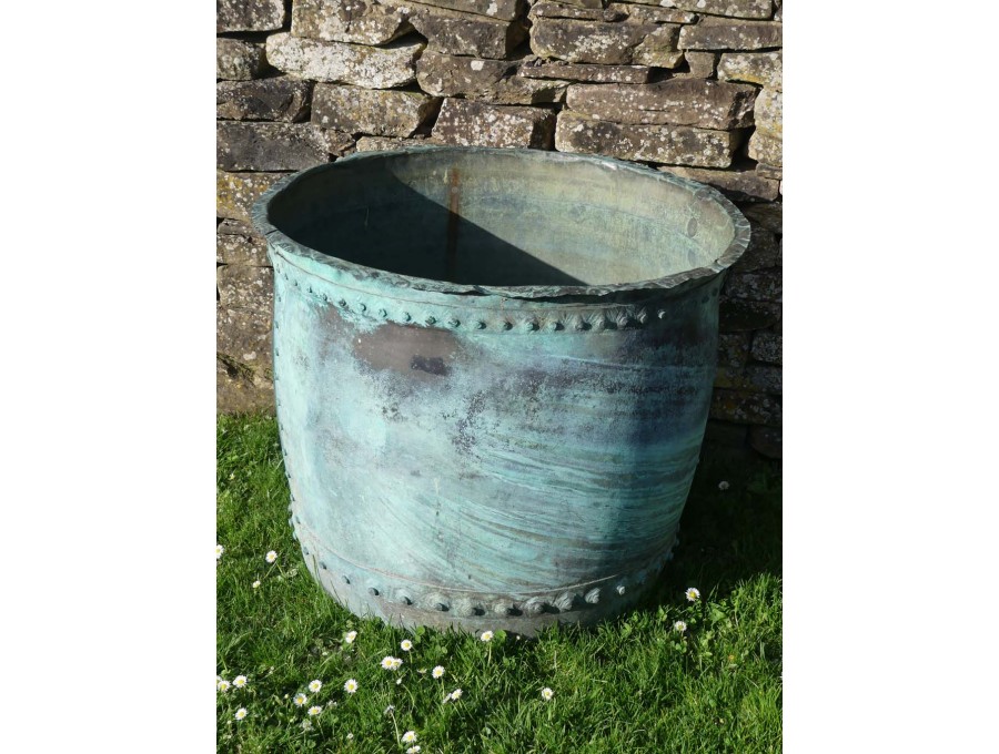 Large Verdigris Copper Planter