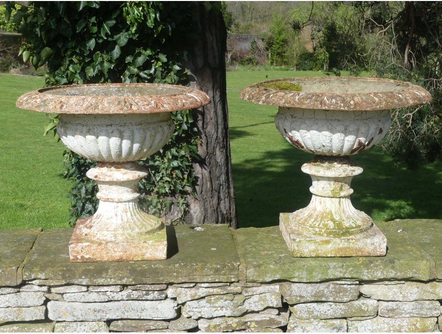 Antique Cast Iron Urns (Pair)