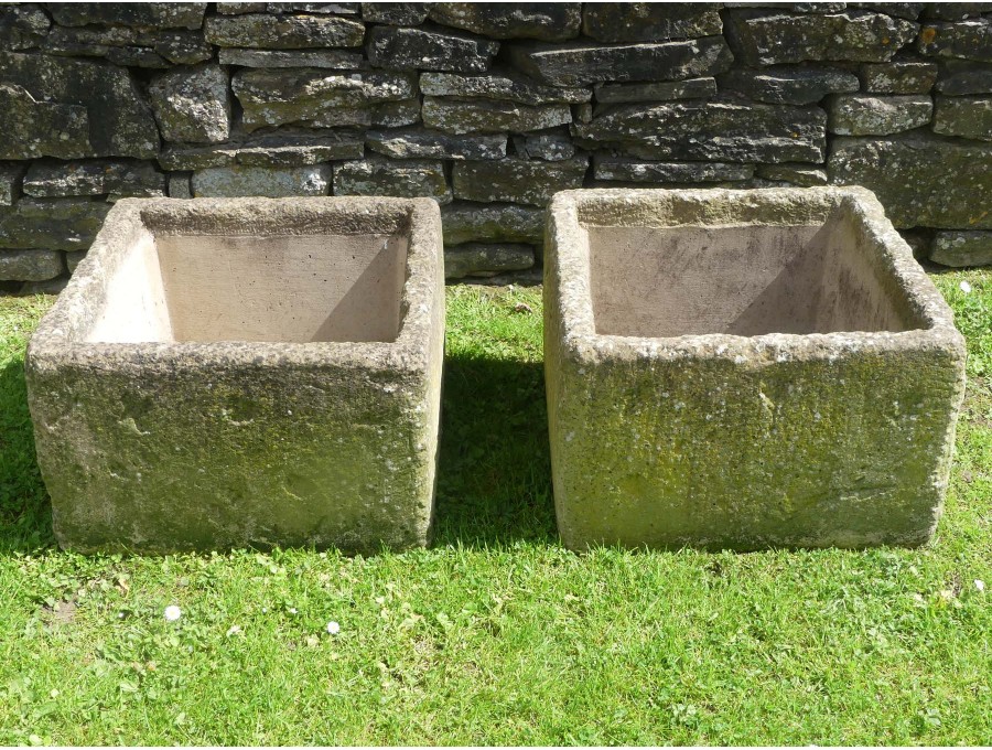 Weathered Square Planters (Pair)
