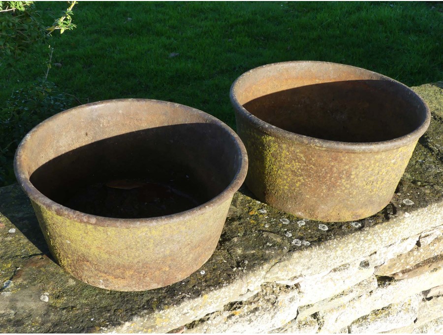 Vintage Round Iron Planters