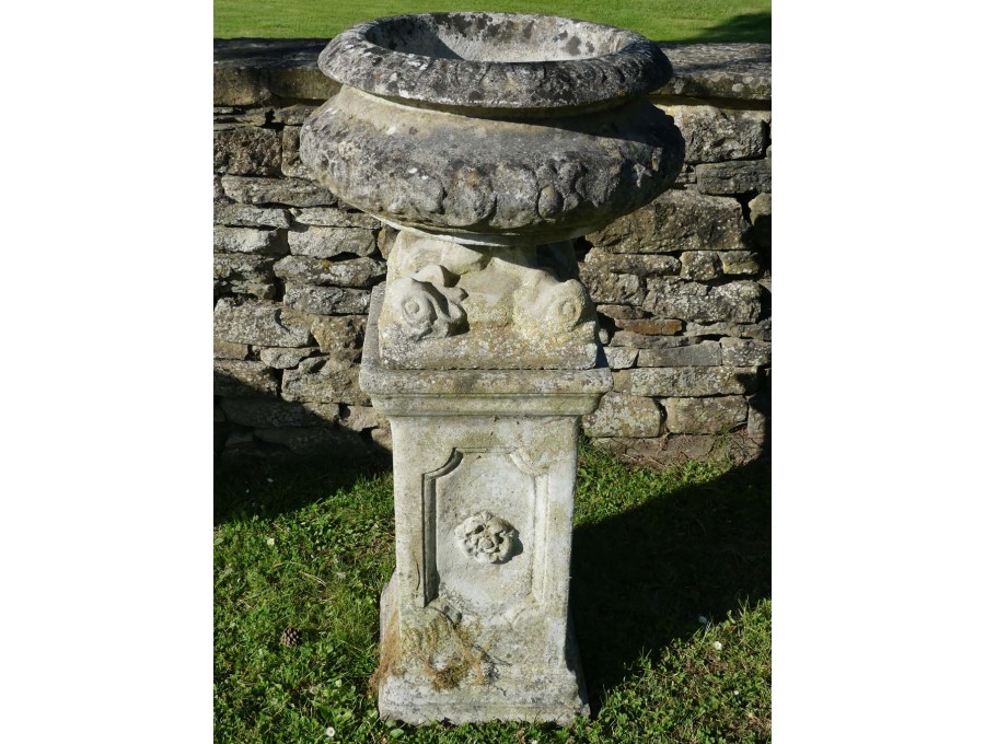 Weathered Urn on Plinth