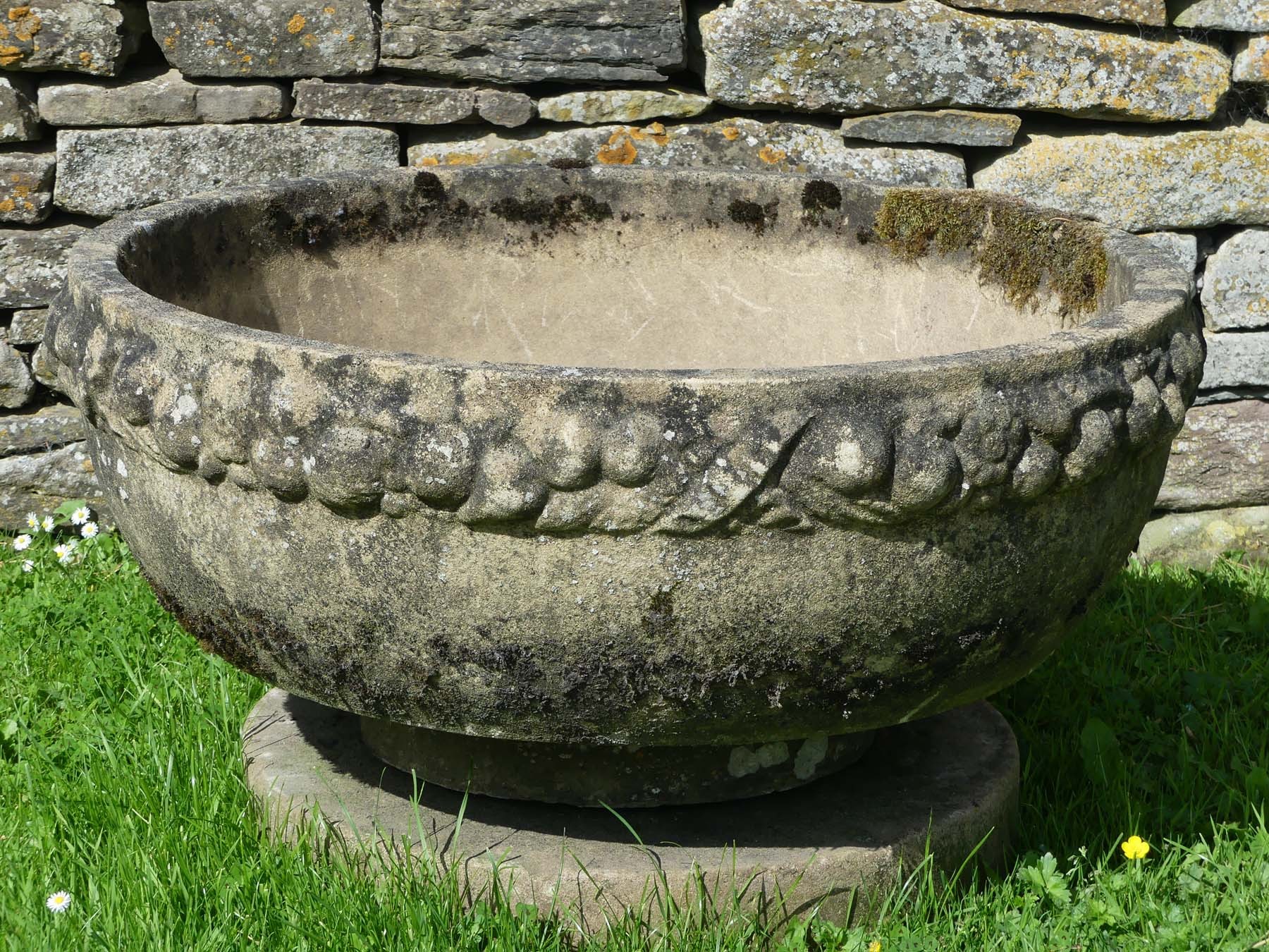 thumbnail image 2 of Shop4allsorts Grey Stone Effect Round Bowl Planter - 39.5cm X 17cm Plastic Plant Pot For Succulents, Herbs & Flowers 2 of 11