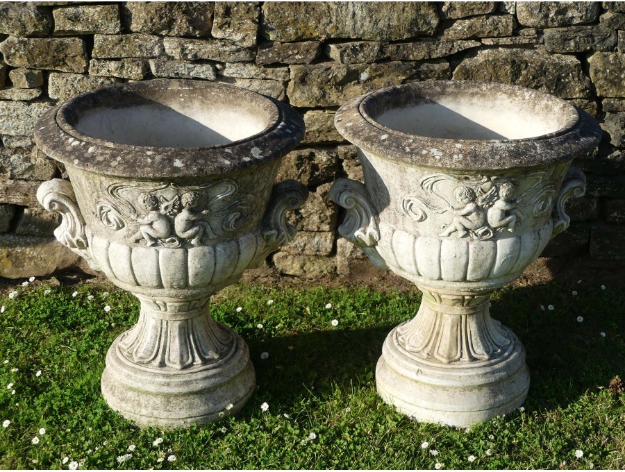 Weathered Garden Urns (Pair)