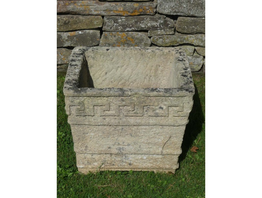 Vintage Limestone Square Planter