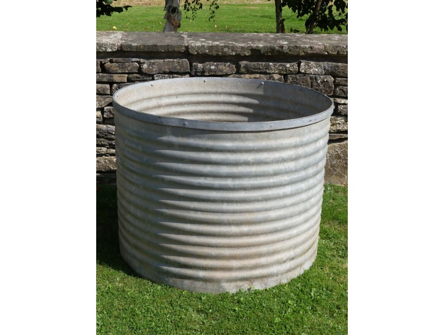 Vintage Galvanised Round Planter