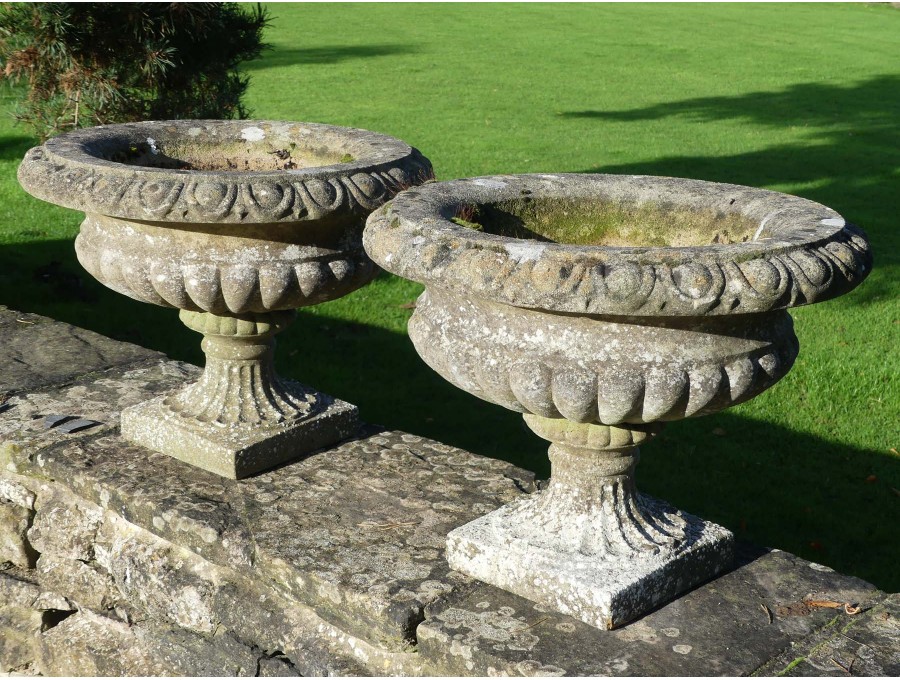 Weathered Garden Urns (Pair)