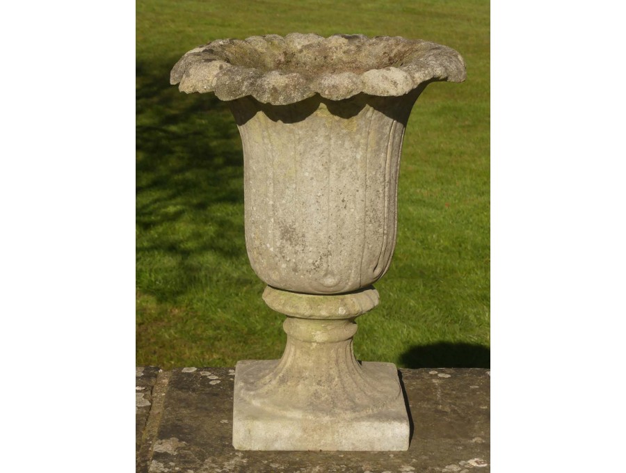 Weathered Foliate Garden Urn