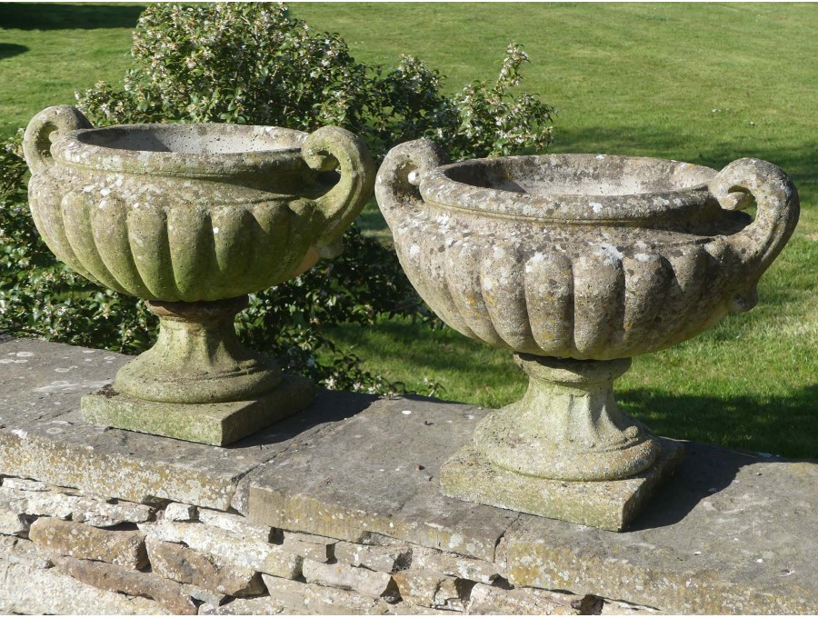 Weathered Garden Urns (Pair)