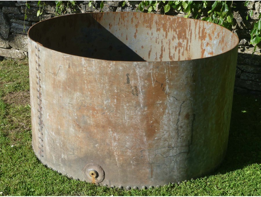 Vintage Round Galvanised Planter