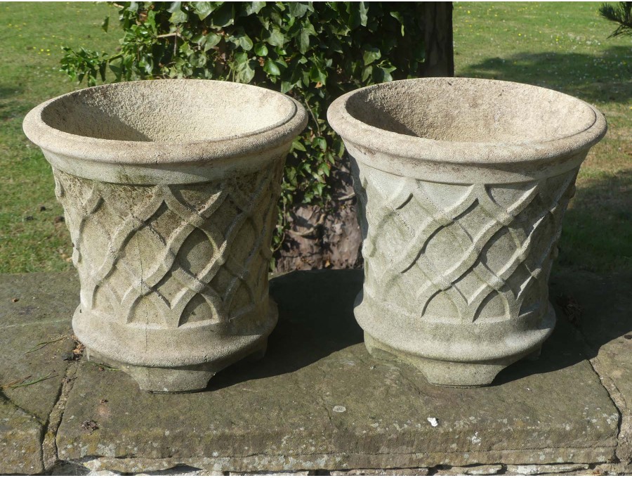 Composition Stone Garden Planters (Pair)