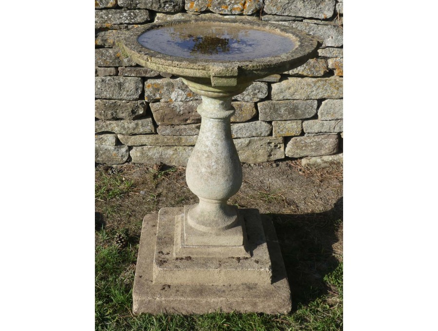 Weathered Baluster Birdbath