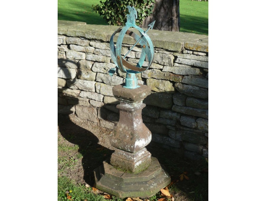 Armillary Sundial on Sandstone Column
