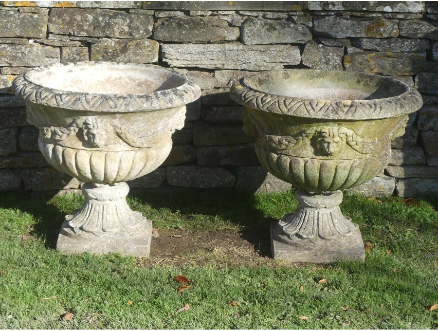 Weathered Large Garden Urns (Pair)