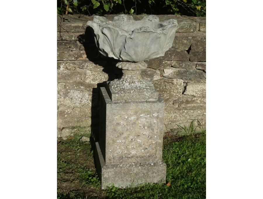 Weathered Haddonstone Urn on Plinth