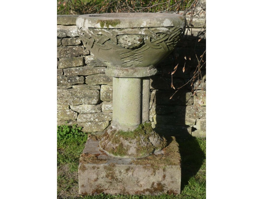 Antique Arts and Crafts Stone Font