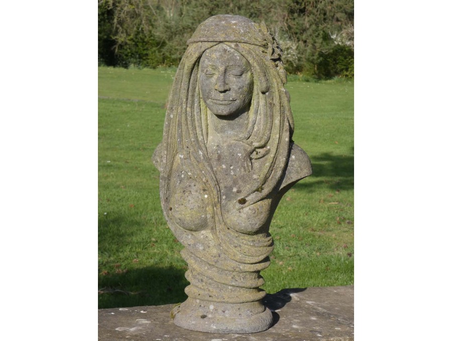 Carved Stone Garden Bust