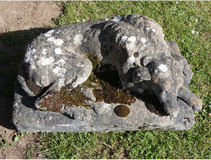 Weathered Stone Statue of a Hound