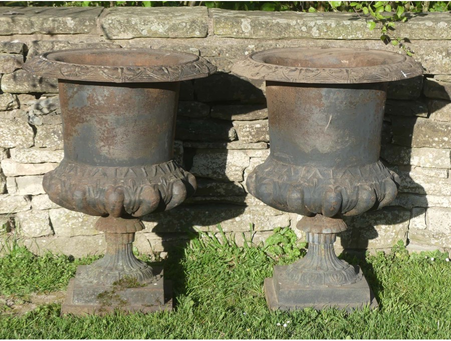 Large Cast Iron Urns (Pair)