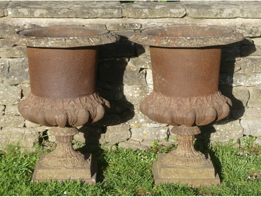 Large Cast Iron Urns (Pair)