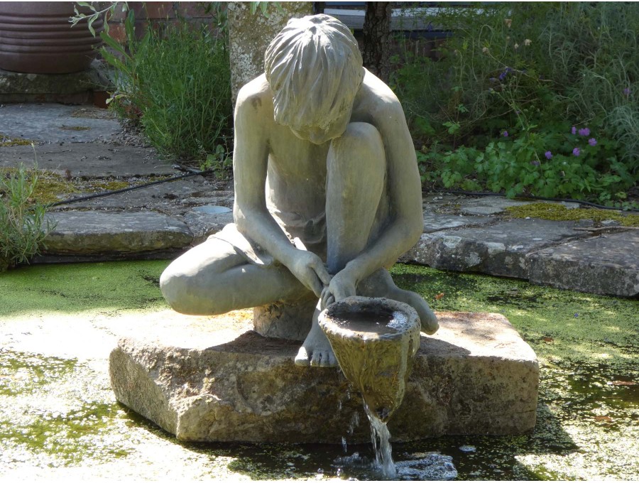 Bronze Garden Sculpture 'Boy with Net'