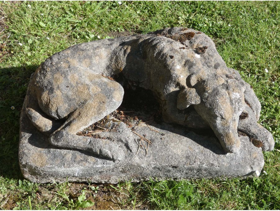Weathered Stone Figure of a Hound
