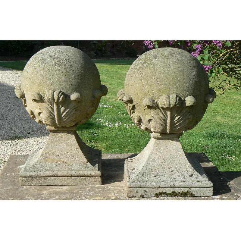 Pair Carved Stone Finials (Pair)