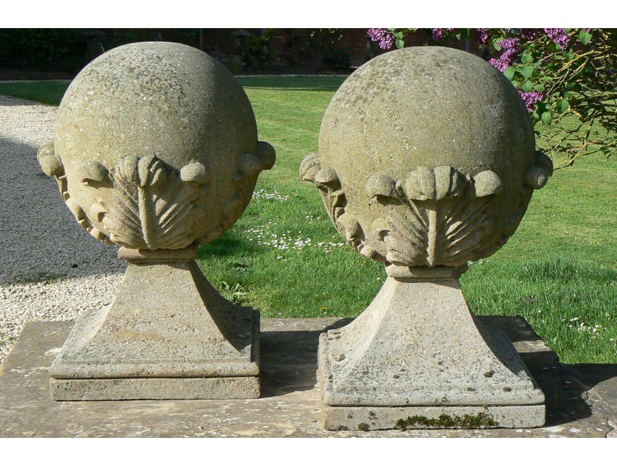 Pair Carved Stone Finials (Pair)